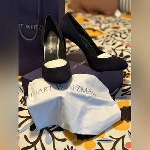 Stuart Weitzman “Tune” Blue Suede Pumps